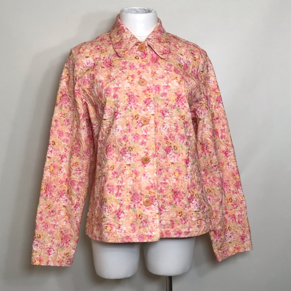 REBECCA MALONE Multicolor Floral Watercolor Button Front Jacket - Picture 6 of 12